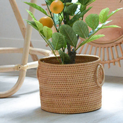 Table basse en rotin tissé à la main du Vietnam, panier de rangement des débris avec télécommande, seau de rangement rond