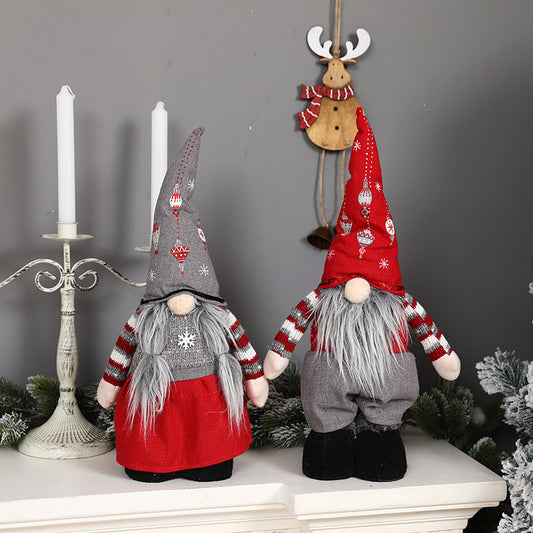 Décorations de Noël Poupée rétractable sans visage Chapeau pointu