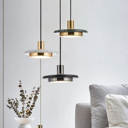 Lustre minimaliste rond nordique en marbre