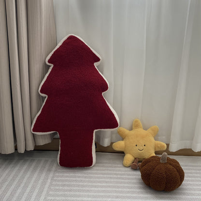 Almohada de peluche grande con forma de árbol de Navidad de pino de algodón para dormir, sofá, almohada lumbar, decoración del hogar, accesorios de fotografía