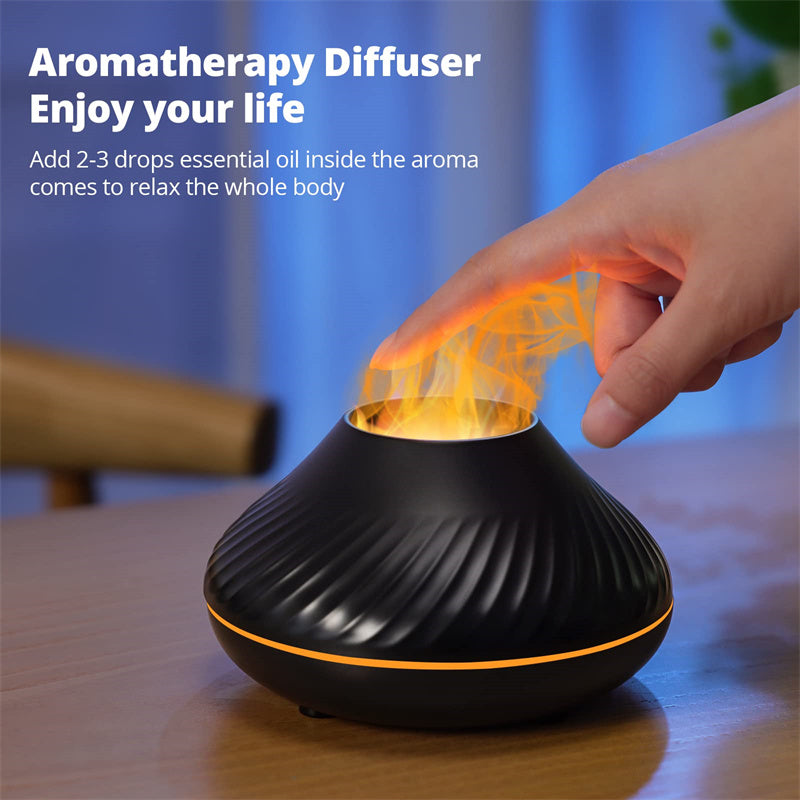 Nuevo Difusor de aroma de llama volcánica Lámpara de aceite esencial 130 ml Humidificador de aire portátil USB con luz nocturna de color Generador de niebla Fogger Luz LED