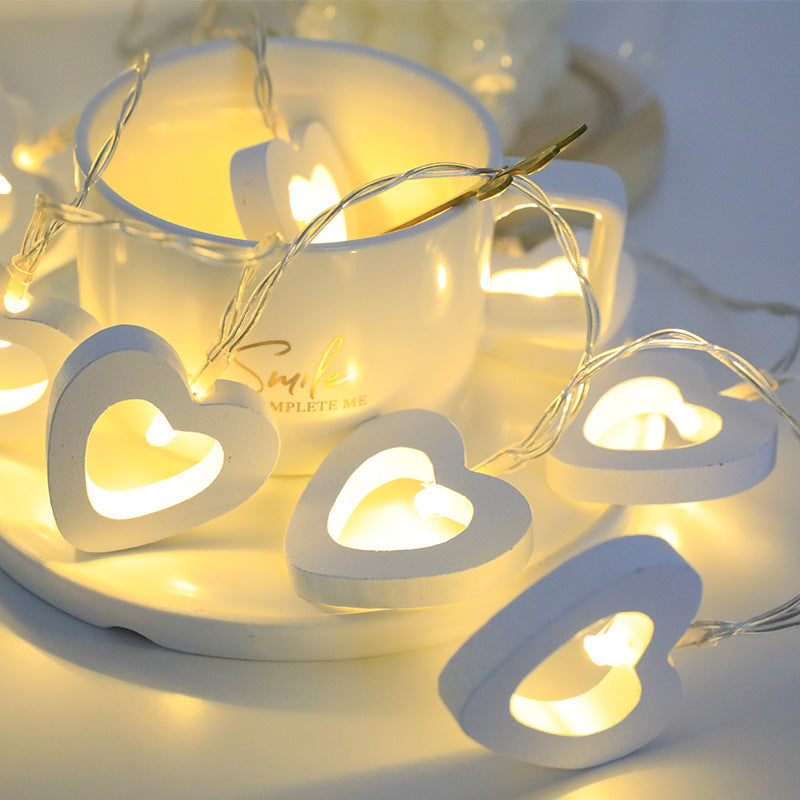 Guirnalda de luces con forma de corazón para el día de San Valentín, guirnalda de luces de madera, decoración para bodas, fiestas, bricolaje, suministros y accesorios 