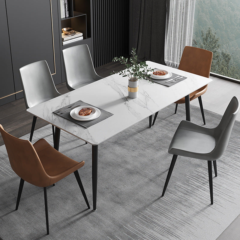 Mesa de comedor con placa de piedra minimalista italiana, mesa de comedor con placa de piedra rectangular, estilo moderno y sencillo, para apartamento pequeño, asequible