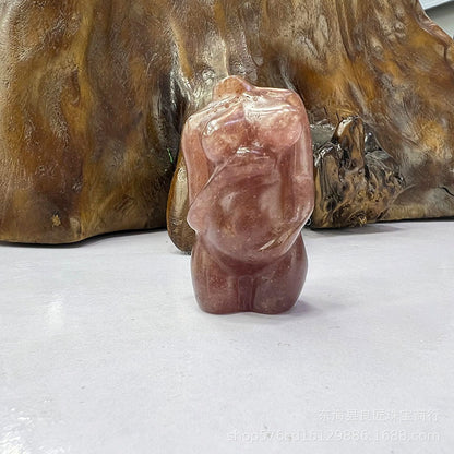 Pierre précieuse brute naturelle sculptée, modèle de femme enceinte, décoration artisanale en cristal, décoration de la maison