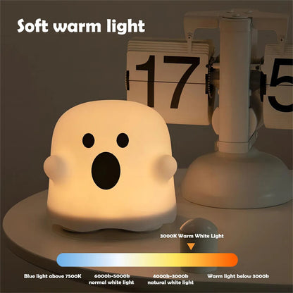 Decoración del hogar Luz nocturna de silicona Lámpara de mesita de noche Lámpara LED con sensor táctil para dormitorios de niñas Decoración de sala de estar Regalo de cumpleaños para niños Decoraciones de Halloween