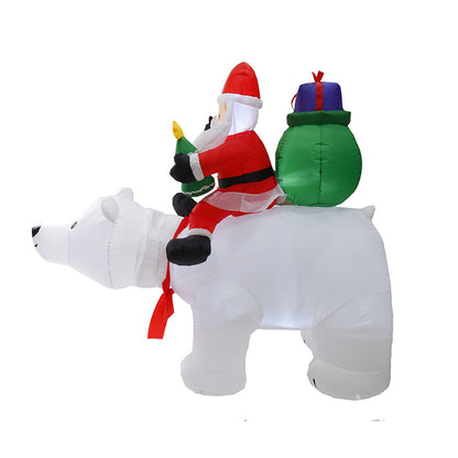 Père Noël gonflable chevauchant un ours polaire 2M Noël jouet gonflable poupée intérieur extérieur jardin décoration de Noël