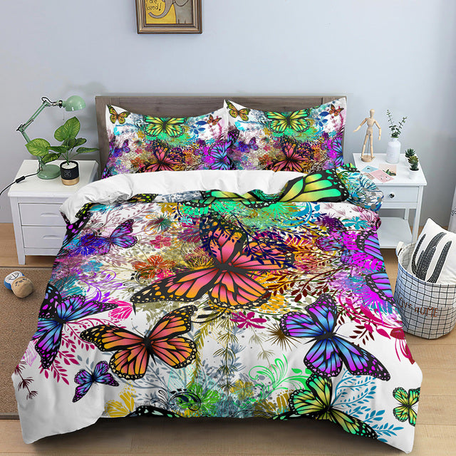 Children's Fashion Simple Printing Quilt Cover Pillowcase Set