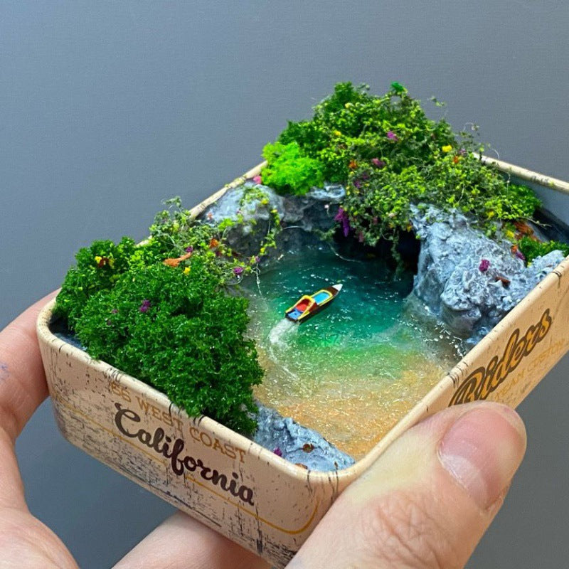 Boîte en fer pour paysage de jardin, modèle d'ornements miniatures