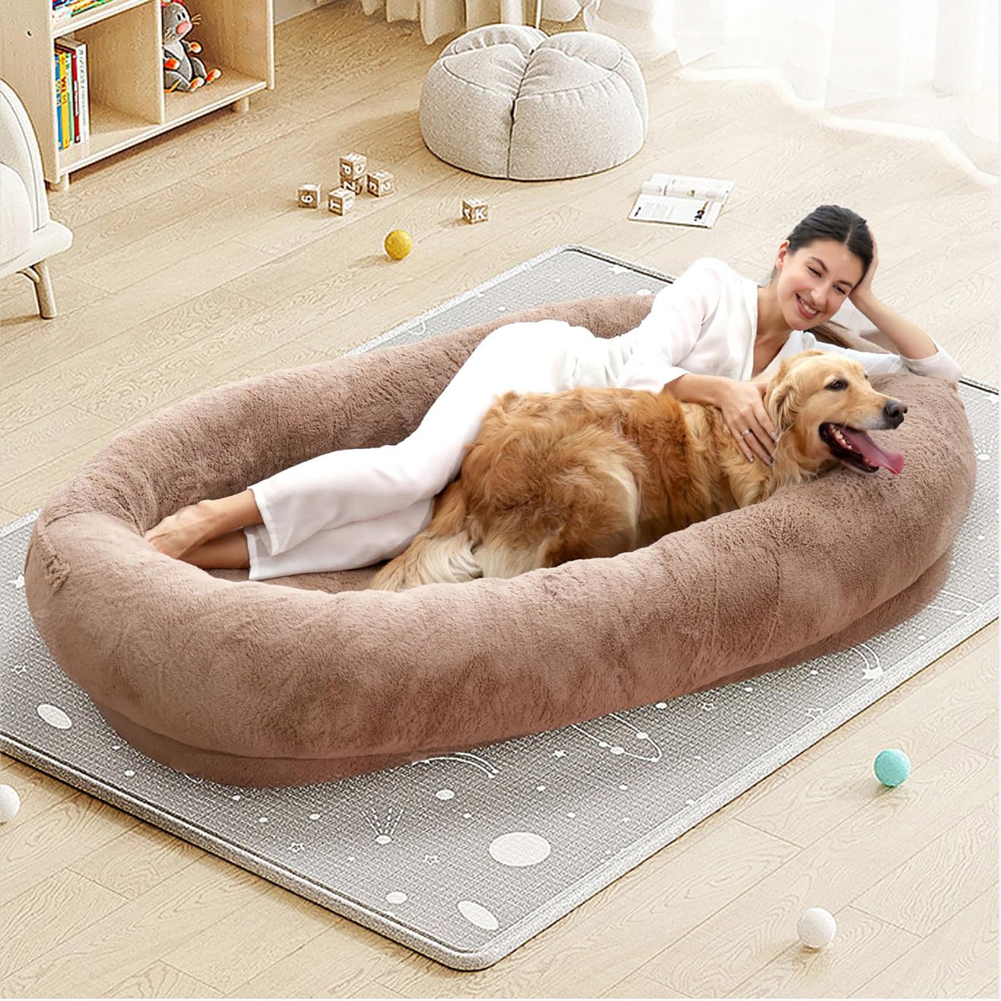 Camas para perros para humanos, tamaño que se adapta a usted y a sus mascotas, cama lavable de piel sintética para perros humanos para personas que se quedan dormidas, cama ortopédica para perros 