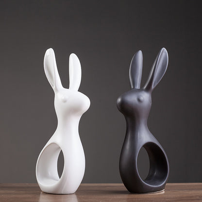 Lapin en céramique d'intérieur, ornements de décoration nordique pour la maison