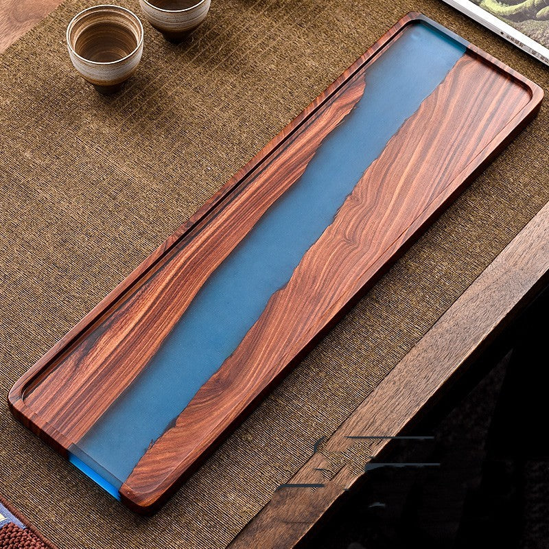 Small Leaf Red Sandalwood Tea Tray High-grade Epoxy Resin Retro Table