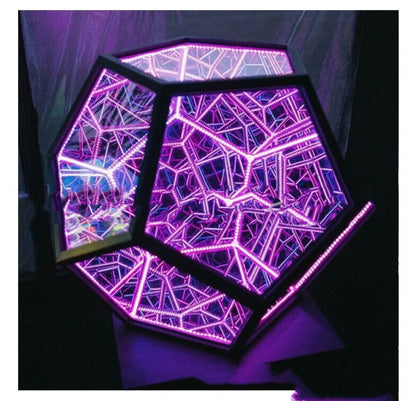 Night Light Creative And Cool Infinite Dodecahedron Color Art Light Children Bedroom Led Luminaria Galaxy Projector Table Lamp