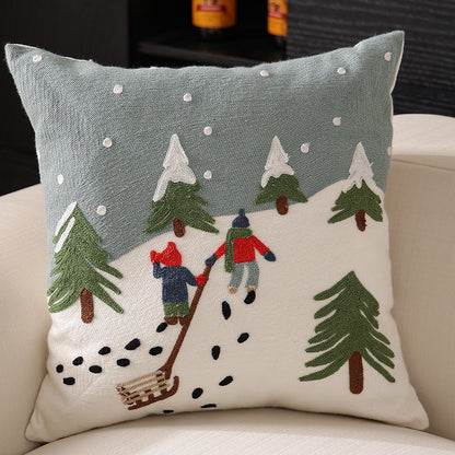 Funda de almohada navideña con diseño de copos de nieve