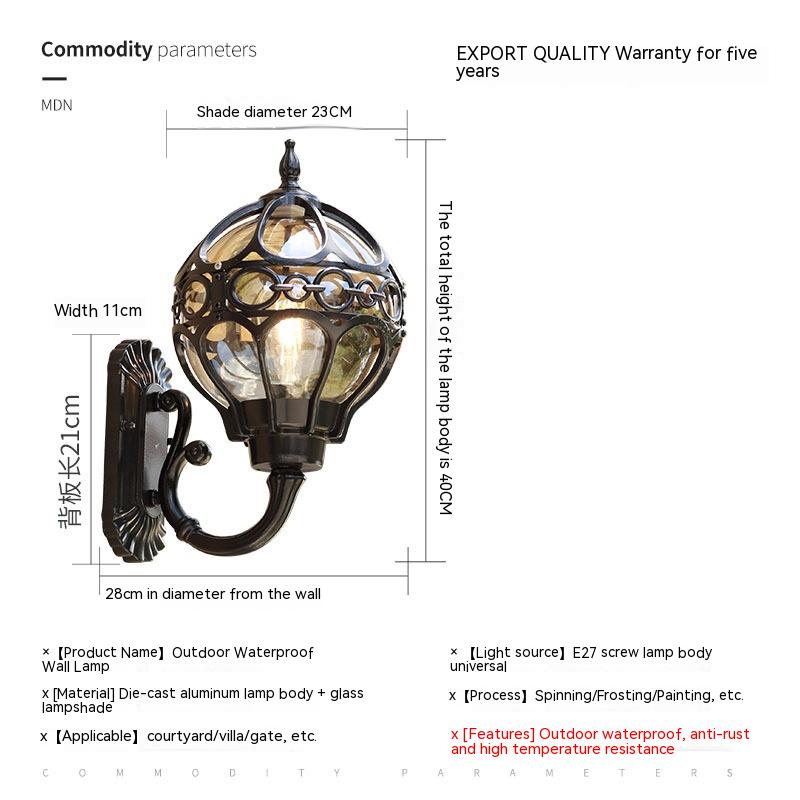 Lampe murale étanche pour balcon, cour, salon, chambre à coucher, escaliers, couloir, allée