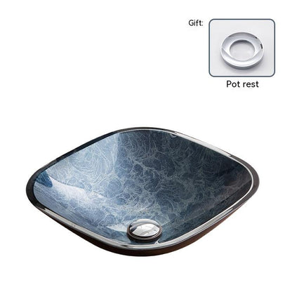 Pure Color Tempered Glass Table Basin Simple Art Bathroom Inter-platform