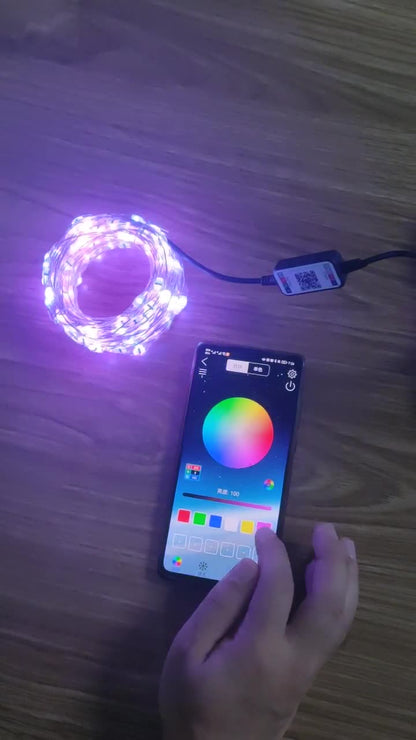 Guirlande lumineuse LED, télécommande sans fil infrarouge à 40 touches et contrôle par application intelligente Bluetooth