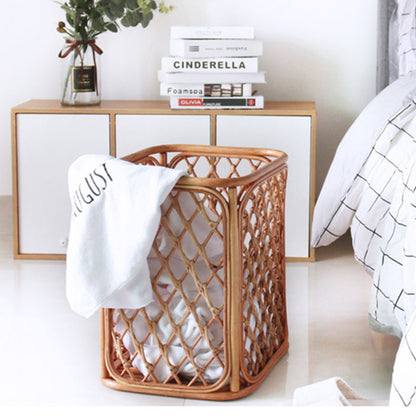 Handmade Rattan Laundry Basket Square Hotel