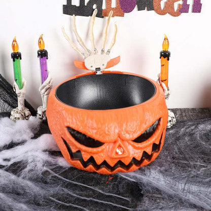 Cuenco de dulces con forma de calabaza parlante eléctrica para disfrazarse de Halloween