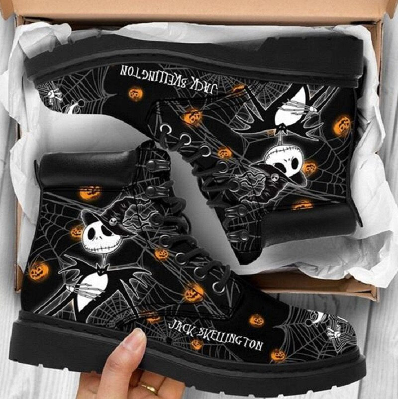 Botas con estampado de dibujos animados de Halloween para mujer