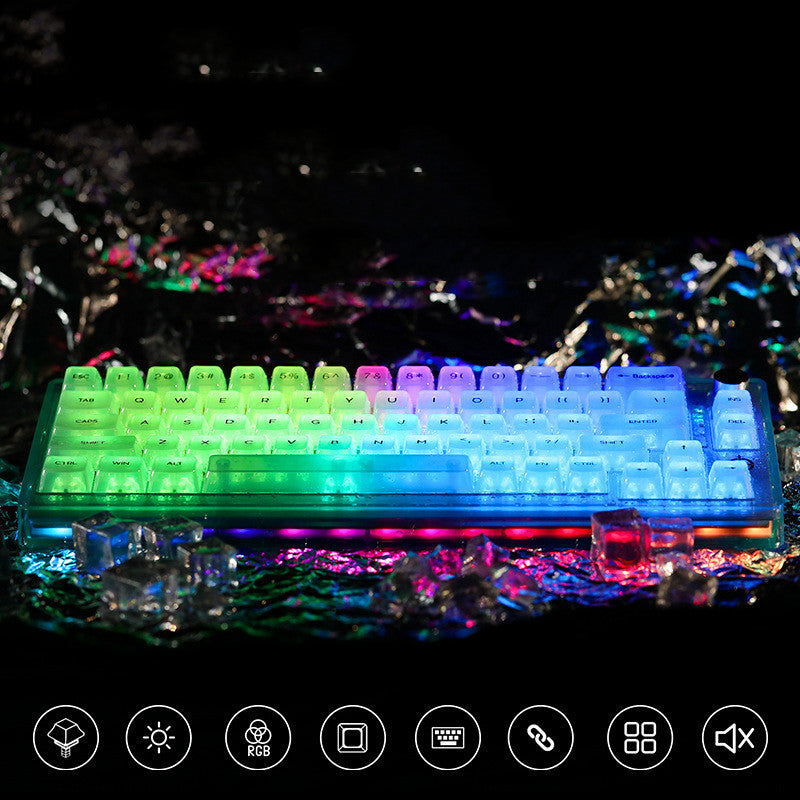 Clavier mécanique sans fil à trois modes, axe méduse Transparent, échangeable à chaud