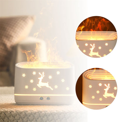 Humidificador difusor de llama de alce, lámpara de ambiente silencioso para el hogar, decoraciones navideñas para el hogar