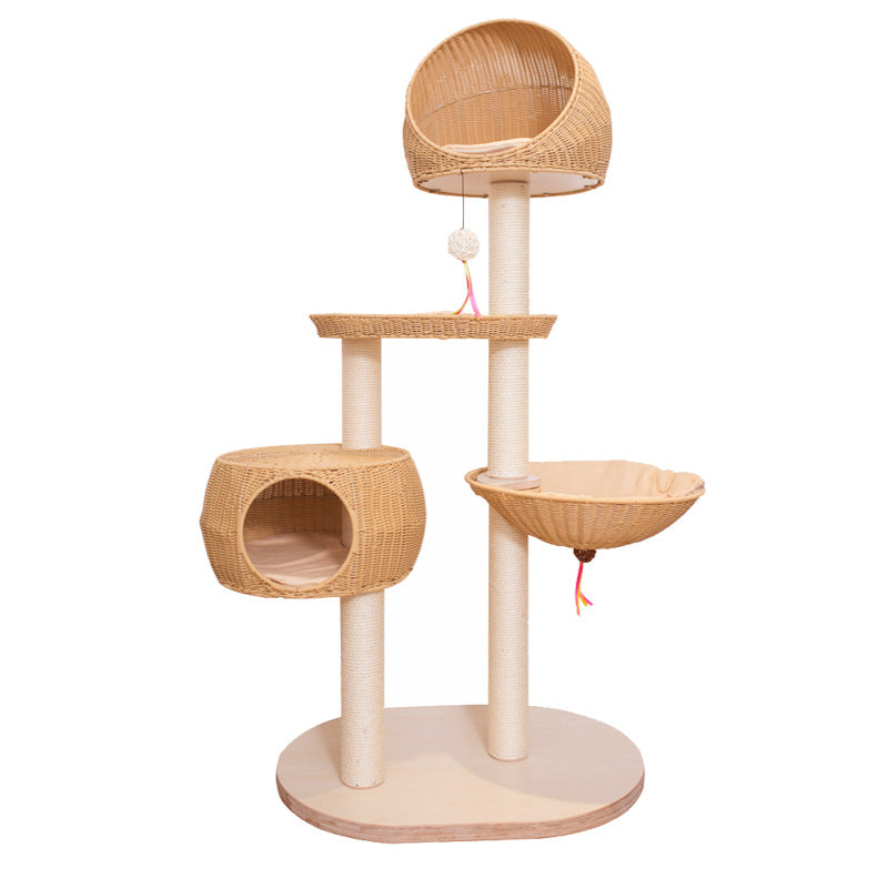 Árbol para gatos integrado de madera maciza multicapa