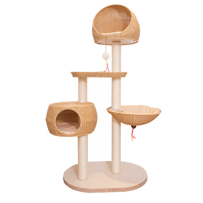 Árbol para gatos integrado de madera maciza multicapa