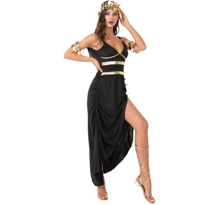 Halloween Cleopatra Costume Black Evening Dress