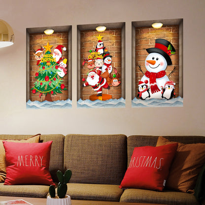 Cartoon Snowman Christmas Tree Home Decoration Wall Sticker