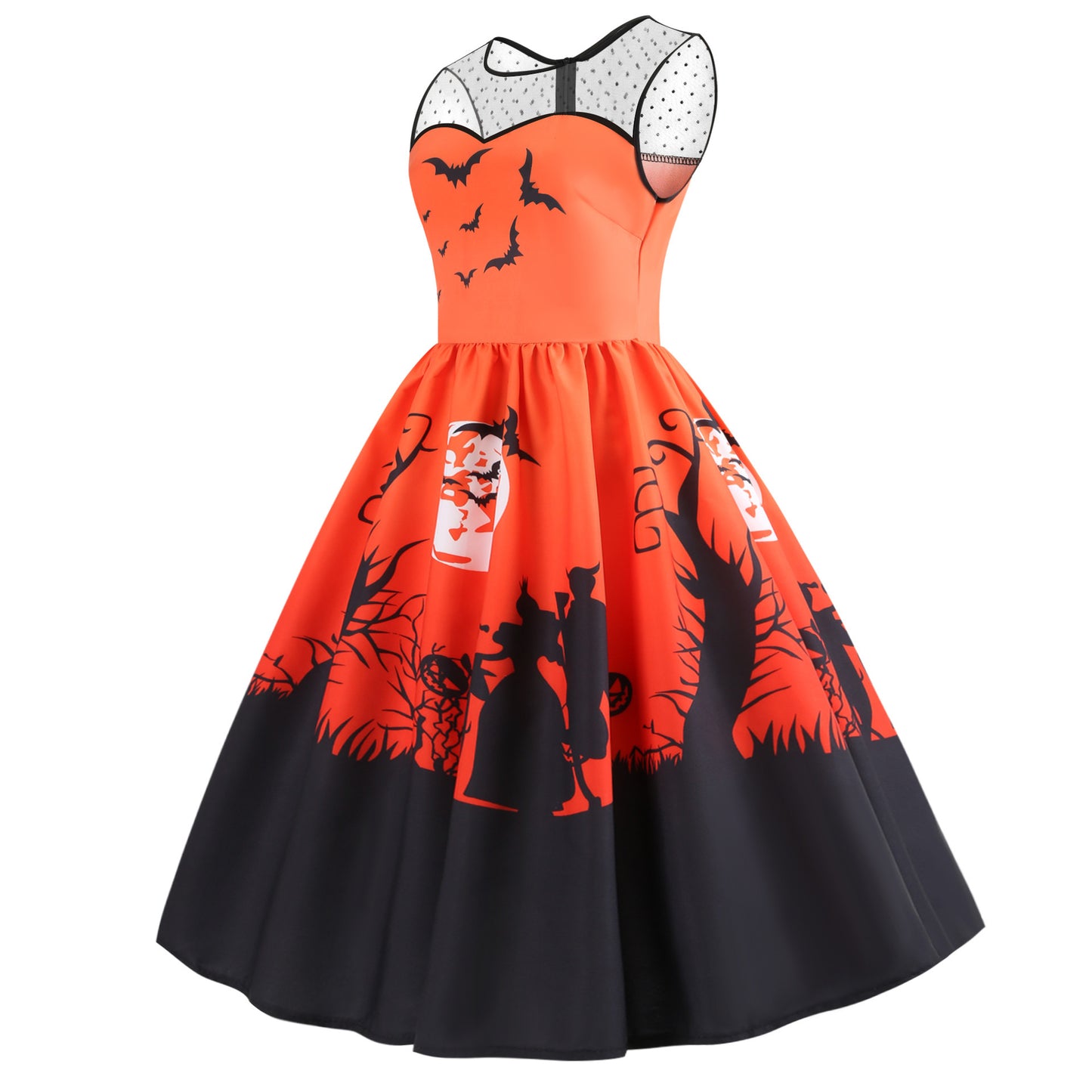 Nouveau Grande robe imprimée Halloween européenne et américaine pour femmes,