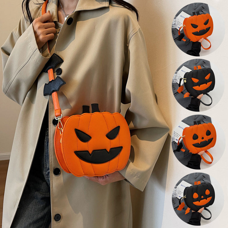 Sacs d'halloween 2023, sac à bandoulière avec dessin animé de citrouille drôle avec chauve-souris, sac créatif personnalisé pour femmes