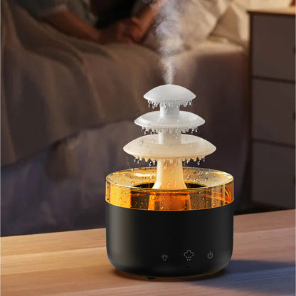 Nouveau humidificateur d'air de pluie de nuage, diffuseur d'huile essentielle d'aromathérapie, humidificateur d'air à brume muette USB avec lumière colorée