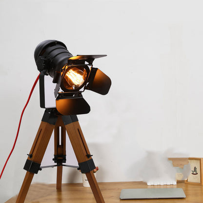 Lámpara de mesa con luz de relleno de madera maciza retro creativa y con personalidad