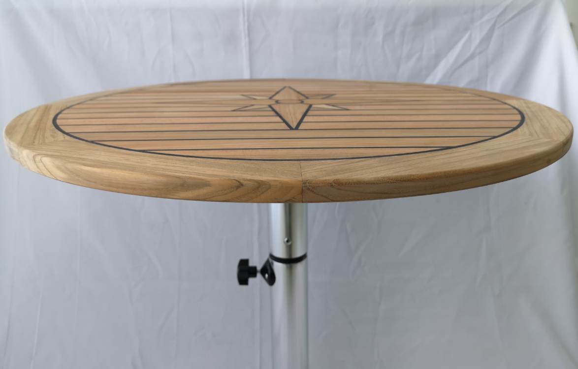 Round Teak Table Top Star Pattern