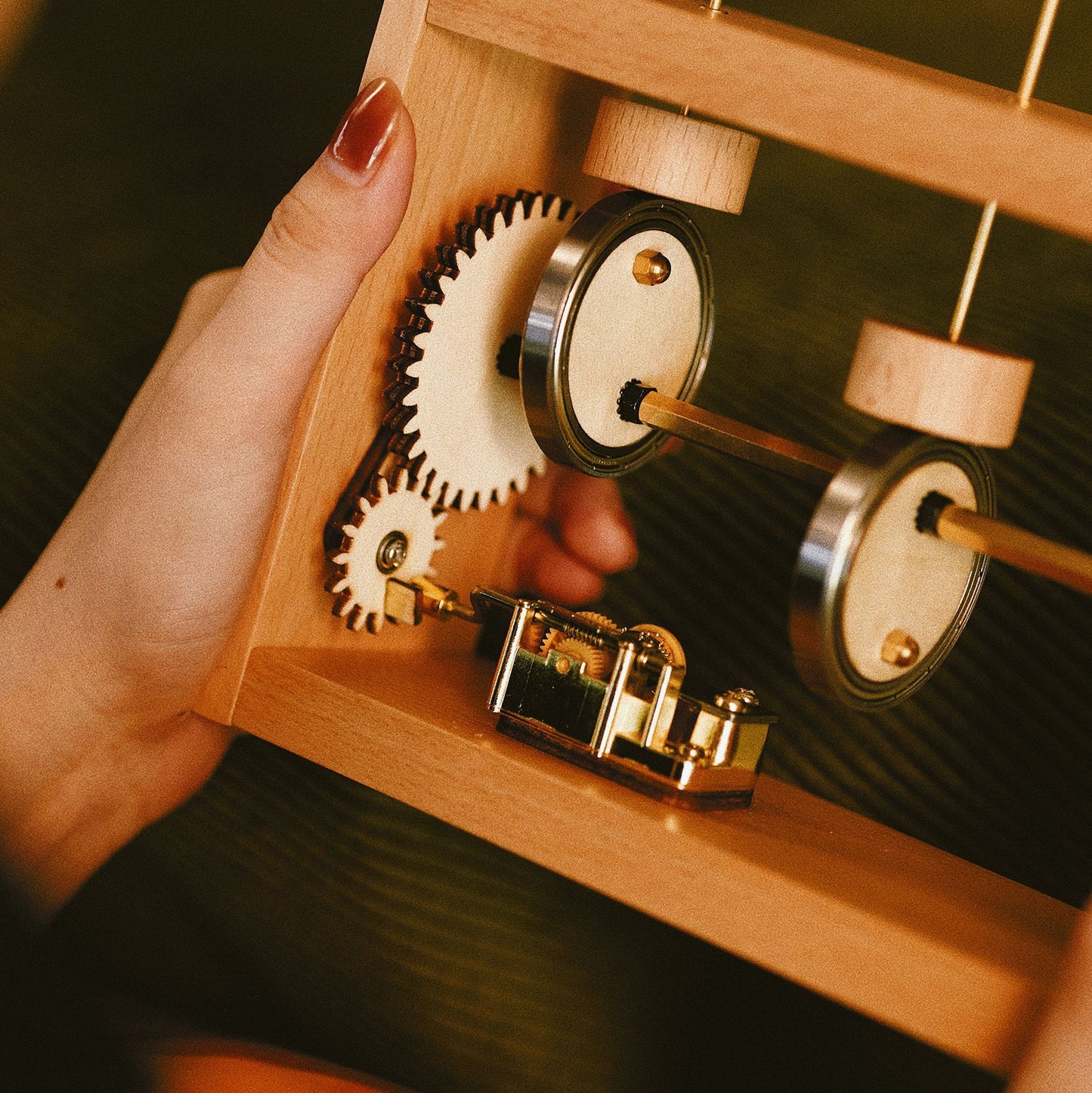 Wooden Hand Whale Music Box