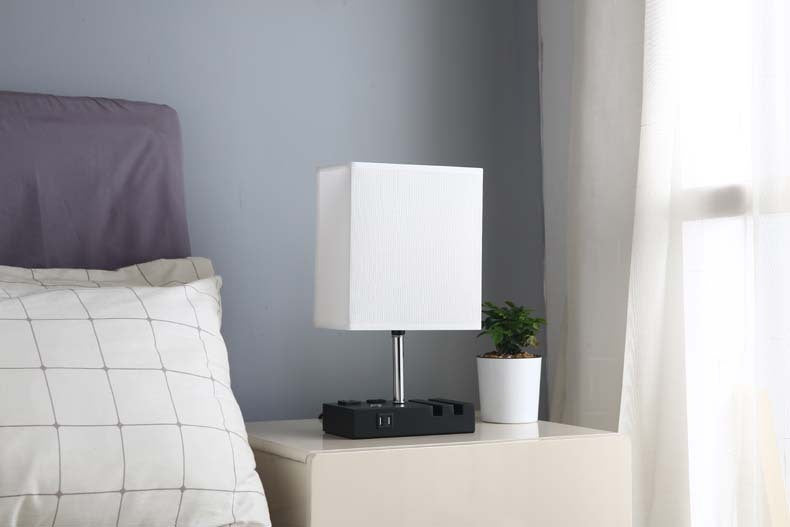 Lampe de table rectangulaire tactile en tissu USB