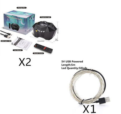 Lámpara De Proyector Usb Con Patrón De Agua Bluetooth Música Ocean Star