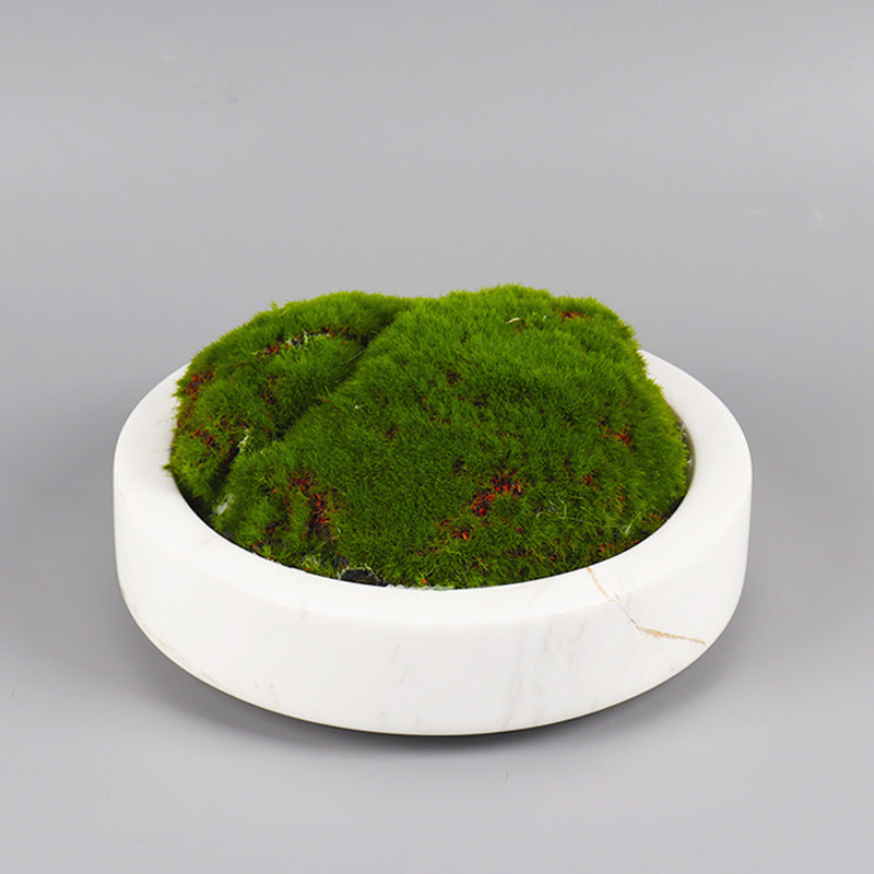 Chinese Tea Table Edge Marble Eternal Moss Simulated Flower Pot