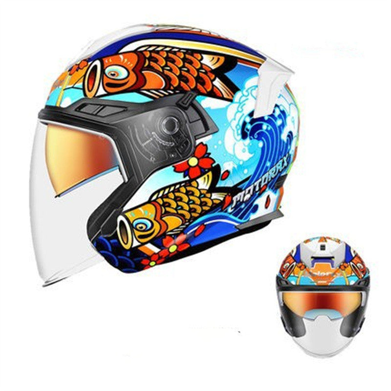 Montar con casco de motocicleta personalizado de doble lente