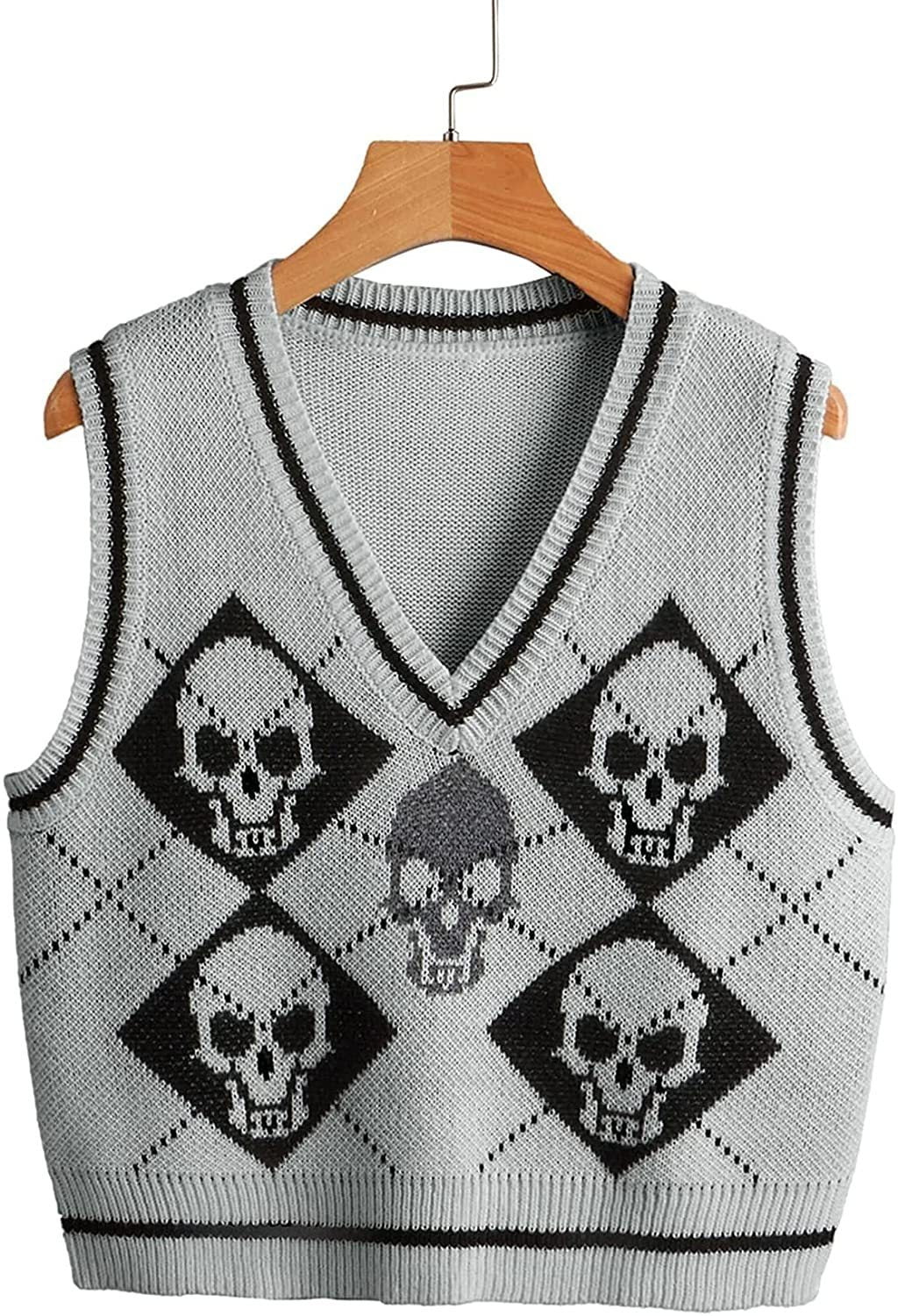 Pull d'Halloween en tricot à col en V pour veste gilet pour femme