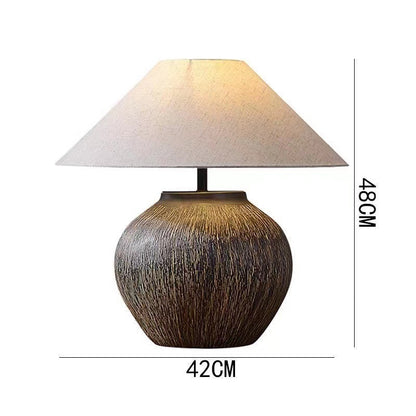 Ceramic Table Lamp Silent Style Large Modern New Chinese Retro Nostalgic Hotel Homestay Ornament