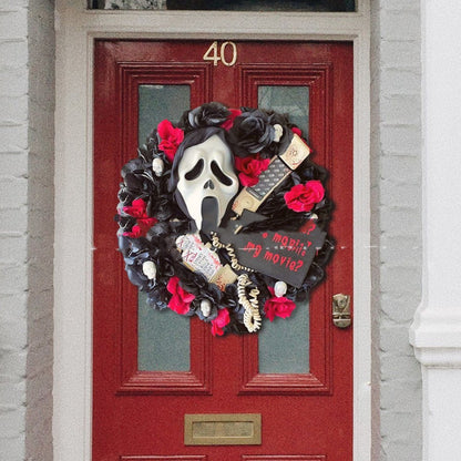 Screaming Ghost Wreath Black Rose Wreath Halloween