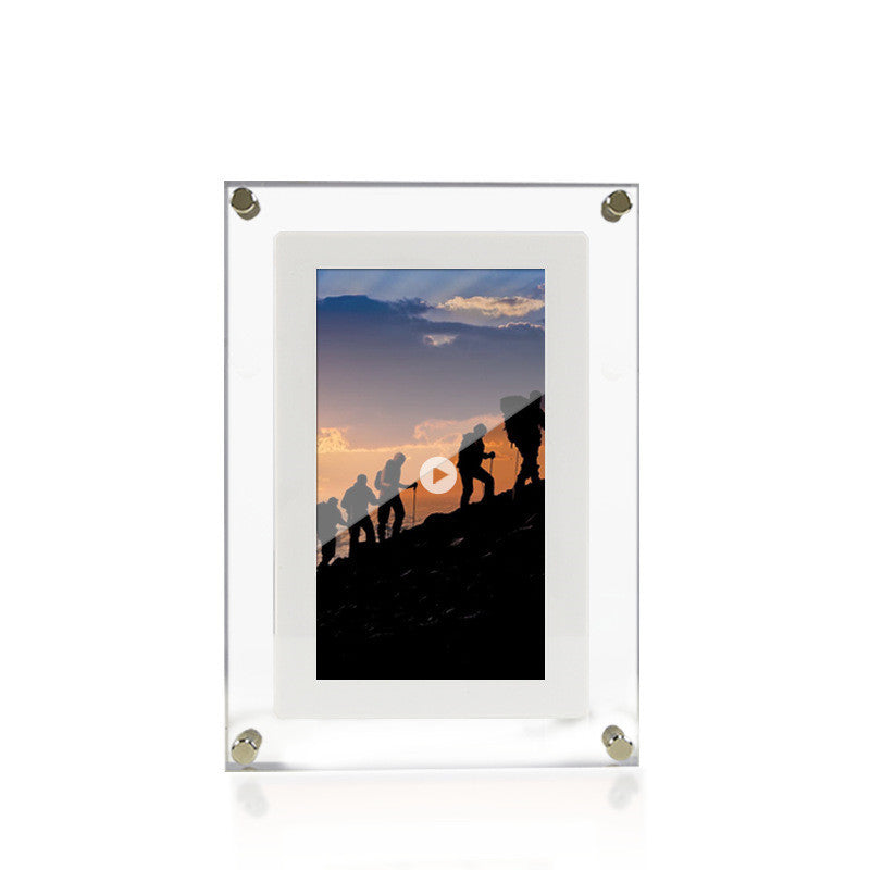 Cadre photo numérique Lecteur vidéo acrylique Cadre photo numérique Affichage vertical avec 1 Go et batterie Type C Cadre vidéo Cadeau pour aimé