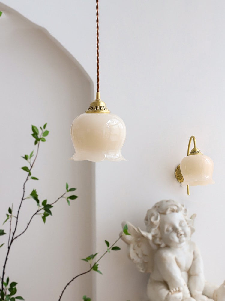 French Retro Cream Colored Lily Of The Valley Chandelier