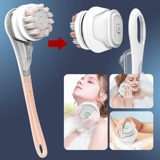 Cepillo de baño eléctrico multifuncional, cepillo para frotar a prueba de agua, seis en uno, mango largo, frotar la espalda, bañarse, frotar la cara, pies, artefacto para frotar