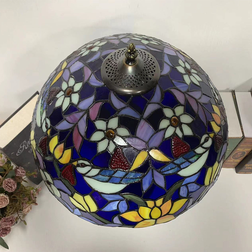 Lampe de table de luxe et exquise à motif de fraise et d'oiseau