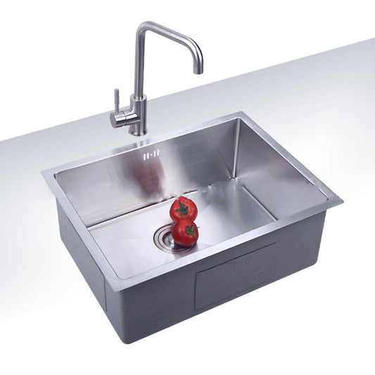 304 Stainless Steel Table Single Sink Small Rounded Corner Handmade Pots Vegetable Washing Sink