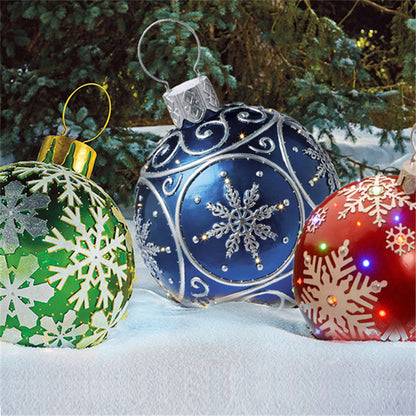 Bola de adorno navideño para exteriores, de PVC, 60 cm, inflable, decorada, bolas gigantes de PVC, grandes, para decorar árboles de Navidad