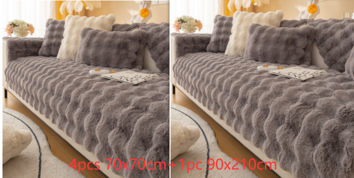 Winter Thickened Rabbit Plush Modern Sofa Cushion