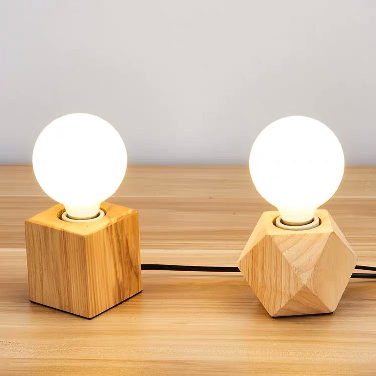 Support de lampe rétro suspendu en fil de fer, support de lampe en bois, lampe de Table